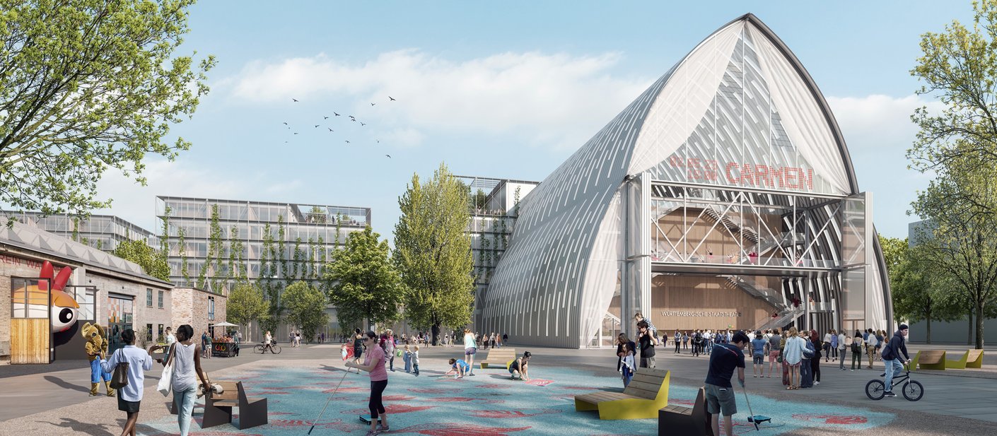 Entwurf von querkraft architekten mit Bogendach Entwurf von querkraft architekten mit Peneder Bogendach