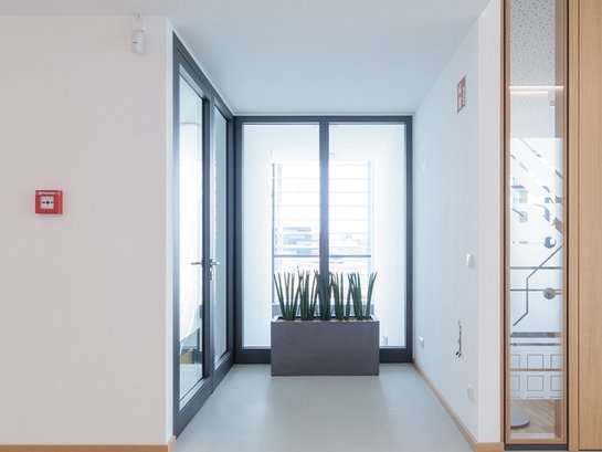 Brandschutztür aus Aluminium-Glas für simple Verglasung im Innenbereich